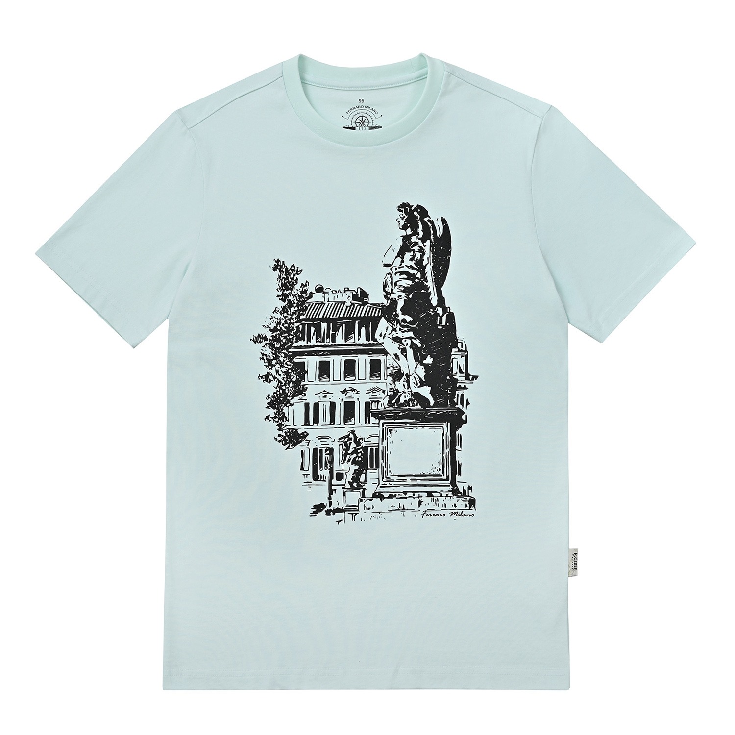 남성 조각상 드로잉 라운드 반팔 티셔츠 민트 (AM0DKS25120)
