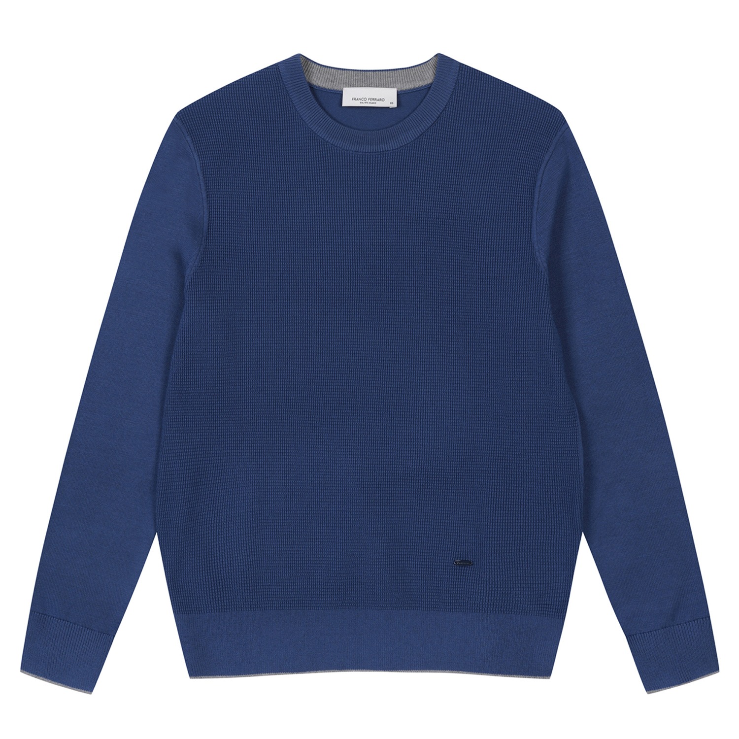 남성 배색포인트 라운드 스웨터 블루 (AMSDRD10243)