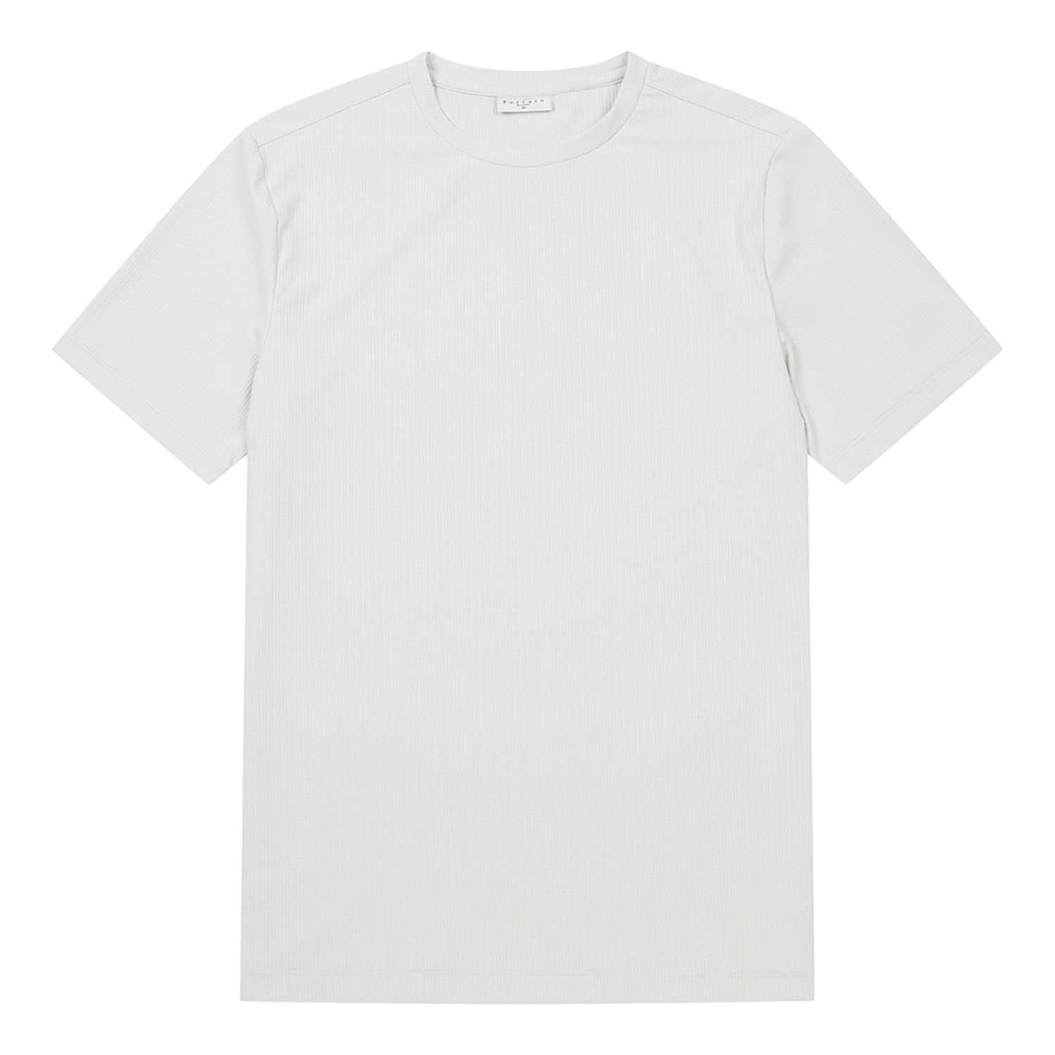남성 버티컬 조직 라운드넥 반팔 티셔츠 라이트 베이지 (A0C120951)
