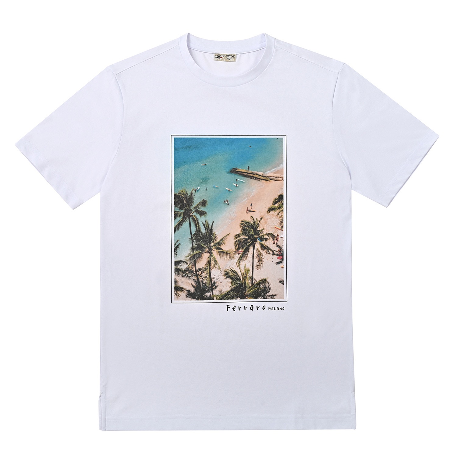 남성 야자수 그래픽 라운드 반팔 티셔츠 화이트 (AM0DKS25331)